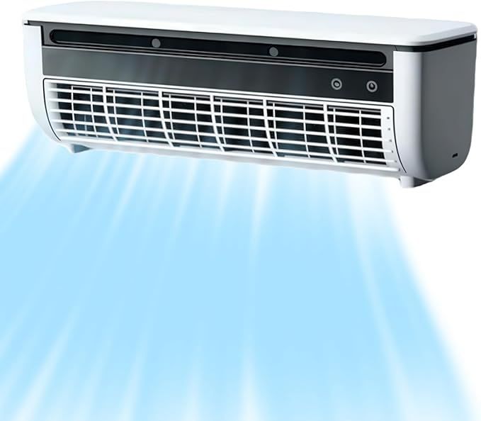 No‑Drill Wall AC Unit Fan, Portable Wireless Air Conditioner Fan, Rechargeable Charging Air Conditioner Fan with 6000 mAh Battery, 10s Instant Cooling & 3‑Speed for camping, Kitchen (White)
