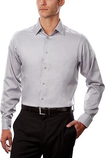 Calvin Klein Mens Dress Shirt Regular Fit Non Iron Stretch Solid