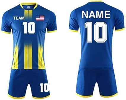 Customized football jersey. Personalization options include adding your name, number, and team logo.