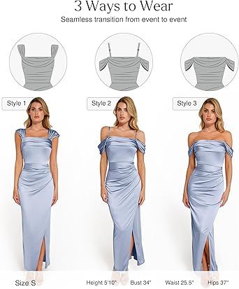 Popilush Womens Shapewear Maxi Dress Multi Way Wear Off The Shoulder Bodycon Long Cocktail Formal Dresses
