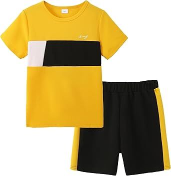 Boy Clothes Kids Boy's Summer Outfits Shorts Sleeve Crewneck T Shirt Tops Tees Shorts Sets Boy's 2 Piece Outfits
