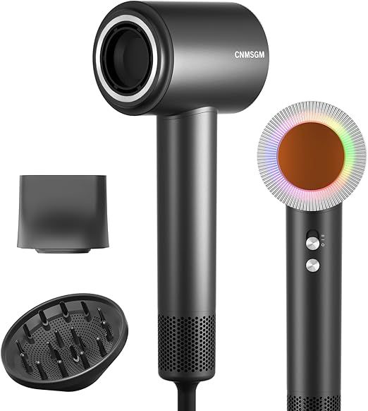 Hair Dryer, 160000 RPM Professional High-Speed Blow Dryer 2 Billion Negative Ionic Care Hair Dryer (Black Gray)