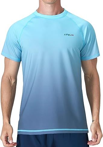 Mens Swim Shirts UPF 50+ Sun Protection Quick Dry SPF Rash Guard Outdoor Beach Fishing T Shirts