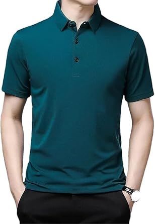 Men's Solid Color Polo Shirt Running Breathable Splicing Quick Dry Short Sleeve Mesh Fabric Comfortable Casual Top