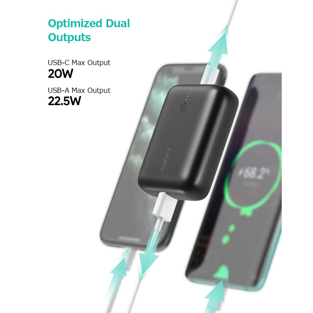 AUKEY PB-N83S พาวเวอร์แบงค์ชาร์จเร็ว 10,000 mAh ขนาดเล็ก ชาร์จเร็วด้วย PD20W SCP22.5W