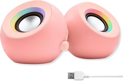 X9 Performance Pink Computer Speakers for Desktop PC with RGB Lighting, Bluetooth, USB, and AUX - Triple Mode Connection, Dual 2.25" Drivers for Work and Play, Bluetooth Desktop Speakers for PC - Pink