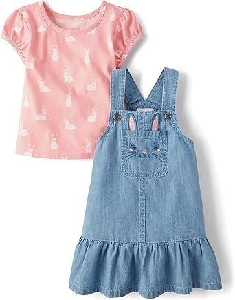 The Children's Place Baby Girls' And Toddler Short Sleeve Shirt and Skirtall 2 Piece Outfit