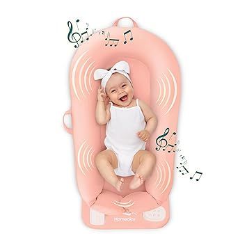 MyBaby 3-in-1 Calming Baby Cushion, Soothing Comfort for Newborns & Infants, Snuggling Sensation, Sound and Vibration, Designed for Safety, Rechargeable & Machine-Washable, by Homedics, Coral