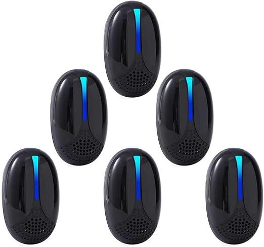 Upgraded Ultrasonic Repeller Pest Indoor, Mouse Traps Repellent Insect Plug in, Pest Control Ant,Roach,Rodent, Mouse, Bugs, Mosquito, Spider, for Home, Office, Warehouse 6 Packs, Black