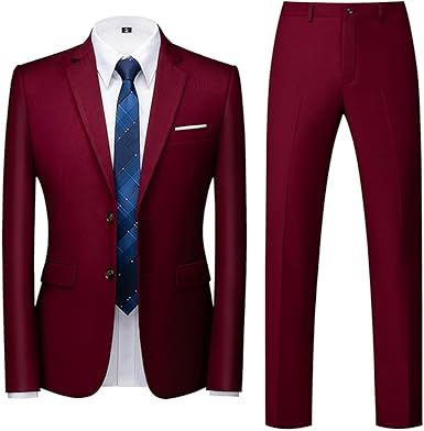 Cambkatl Men's 2 Piece Blazer Suits Slim Fit Two-Botton Suit Jacket & Pants Set Wedding Formal Business Tuxedo Outfits