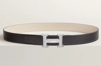 H belt buckle &amp; Reversible leather strap 32 mm