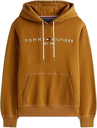 TOMMY HILFIGER Men's Iconic Fleece Embroidered Tommy Logo Pullover Hoodie Sweatshirt Collection 2024, Medium, Black