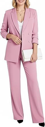 Women's Two Piece Sets Pants Suits Dressy Business Casual Outfits Pantsuits Set Work Office Blazer and Wide Leg