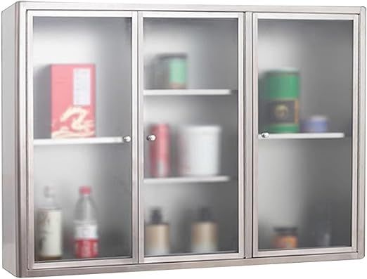 Wall Cabinet, Double Door Kitchen Storage with Adjustable Shelf, Bathroom Kitchenware Spice Organizer, Garage Laundry Shelves, Tempered Glass Doors(120x30x60 cm)