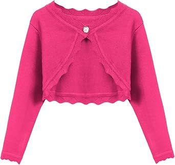 Arshiner Girls Open Front Bolero Shrug Kids Long Sleeve Cropped Elegant Cardigan Knit Sweater
