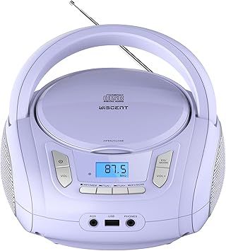 Radio CD Player with Bluetooth,FM Radio,USB MP3 Playback,AUX-in,Headphone Jack,MP3 CDs Compatible,Portable CD Players for Home or Outdoor