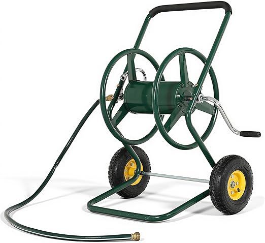 Heavy-Duty Garden Hose Reel, 250FT 5/8" All-Terrain Mobile Water Hose Truck,Large Rust-Proof Iron Frame Garden Cart for Outdoor Lawn Yard & Car Washing