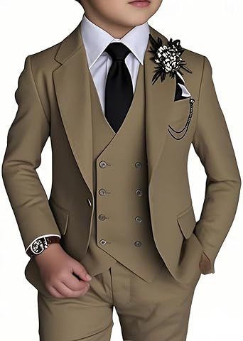 Boy's 4 Piece Suit Slim Fit Suit One Button Formal Wedding Suits Prom Dress Suit with Tie