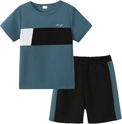 Boy Clothes Kids Boy's Summer Outfits Shorts Sleeve Crewneck T Shirt Tops Tees Shorts Sets Boy's 2 Piece Outfits