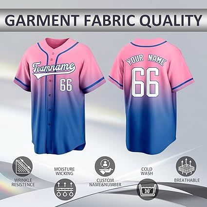Custom Baseball Jersey Personalized Team Uniforms for Men Women Boys and Girls Add Your Name Number or Logo