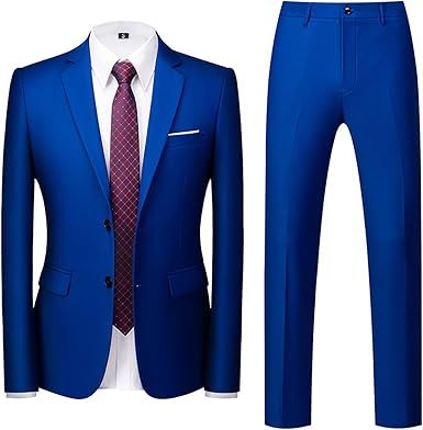 Cambkatl Men's 2 Piece Blazer Suits Slim Fit Two-Botton Suit Jacket & Pants Set Wedding Formal Business Tuxedo Outfits