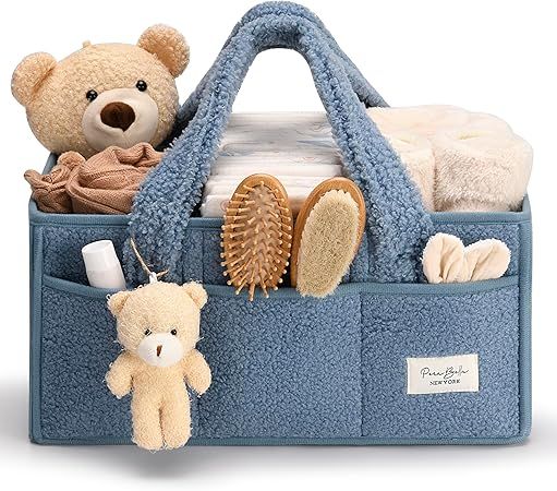 PeraBella Baby Diaper Caddy Organizer with Handle, Boy & Girl Shower Gift Basket, Portable Diaper Storage Basket Bin for Wipes, Newborn Baby Essentials Registry Search Must Haves, Car Caddy Organizer