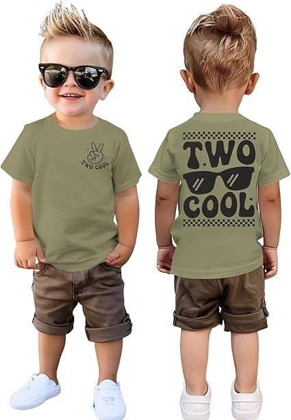 Two Cool Birthday Shirt 2nd Birthday Boy Tshirt 2 Year Old Toddler Boys Second Bday Party Short Sleeve Outfits Tops