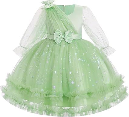 OBEEII Toddler Baby Girls Pageant Dress Sequins Heart Tulle Tutu Dress Flower Wedding Princess Birthday Party Prom Gown