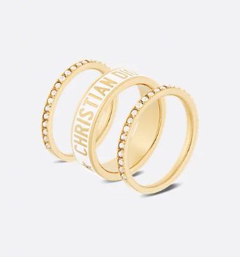 ชุดแหวน Dior Code โลหะเคลือบทองประดับคริสตัลโทนสีเงินและงานเคลือบสีขาว