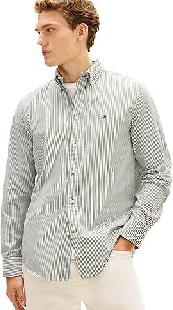 Tommy Hilfiger Men's Long Sleeve Poplin Shirts in Regular Fit, Men's Button Down Shirts, Also Available in Big and Tall
