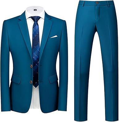 Cambkatl Men's 2 Piece Blazer Suits Slim Fit Two-Botton Suit Jacket & Dress Pants Wedding Formal Business Tuxedo Outfits