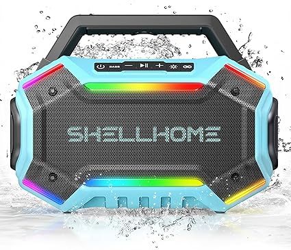 Bluetooth Outdoor Speakers, 80W(Peak) Loud Wireless Speaker, 30H Playtime, RGB Lights, BassUp 2.0, IPX6 Waterproof, TWS, Bluetooth 6.0, Portable Boombox for Party, Pool, Beach (Teal)