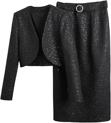 Women's Business Formal Slim Fit Sheath Silhouette Solid Full Opening Blazer Jacket Work Wear Skirt Set