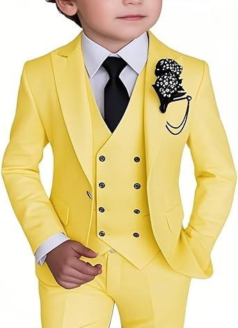 Boy's 4 Piece Suit Slim Fit Suit One Button Formal Wedding Suits Prom Dress Suit with Tie