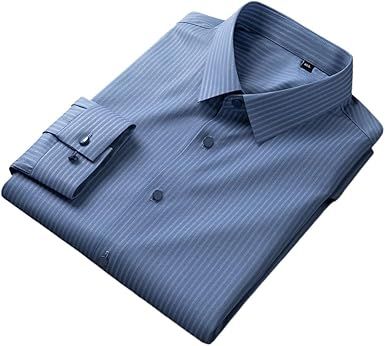 Shirt Solid Color Elastic Easy Care Professional Work Wear Men's Business Casual Long-Sleeved