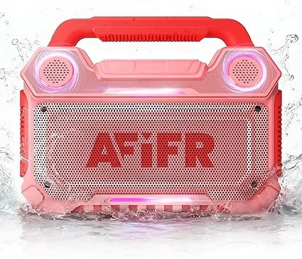 Outdoor Bluetooth Speaker, 160W Loud Bass! Rugged, IP67 Waterproof, 24H Playtime with Lights, Wireless TWS Pairing Portable Speakers for Party, Outsides, Travel, Beach, Garage (Rose Blaze)