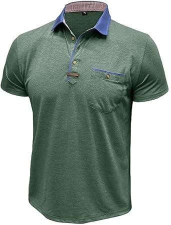 Fashion Men's Sports Short Sleeves Vintage Polyester Lapel T-Shirts Casual Outdoor Breathable Tops
