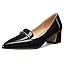 Soireelady Womens Block Heel Low Chunky Heels, Pointed Toe Loafer Heels Slip On Dress Shoes 2''