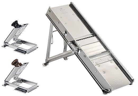 Louis Tellier 3839 Bron Coucke Mandoline Slicer with Hand Guard and (2) Blades, Stainless Steel