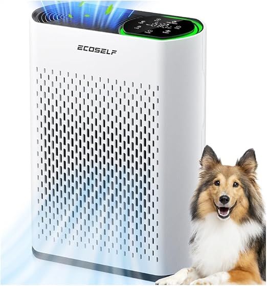 Air Purifier for Large Room, Cleans 2,400 ft² in 30 Mins, 3-Stage True HEPA, 360° Airflow, Large Touch Display Control, Real-Time Air Quality (PM2.5) Display, Ultra-Quiet 20dB Sleep Mode, HAP602 White