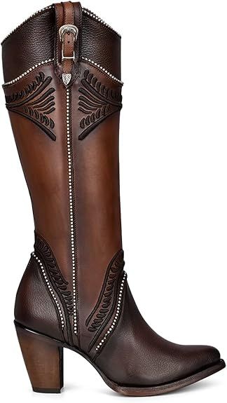Cuadra Women's Tall Boot in Bovine Leather with Zipper Brown