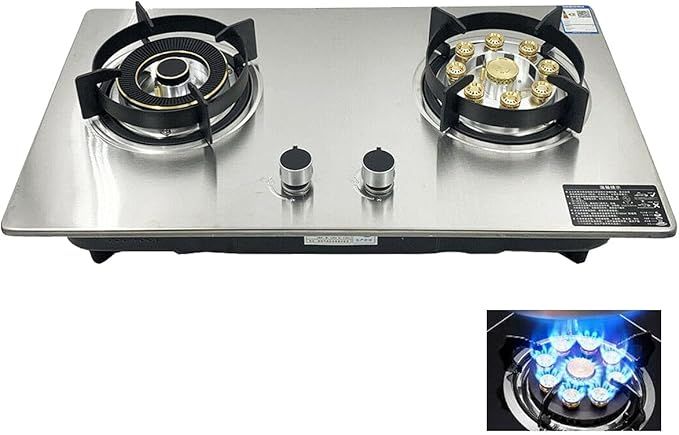 28" Built-in Gas Cooktops | 2 Burner Natural Gas Cooker Stainless Steel Gas Stove | Dual Burner Gas Hob | Easy to Clean