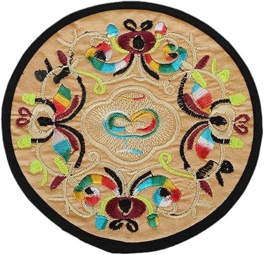Cloth Coaster Teapot Mat Table Heat Insulation Home Decoration National(White-Patch Five-Pointed star4)