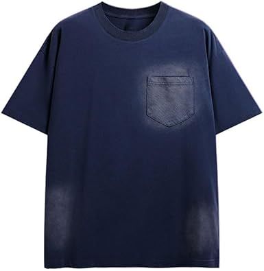 Retro Loose Short Sleeves Cotton Round Neck Pullover T-Shirt Breathable Sweat-Wicking Sports Vest