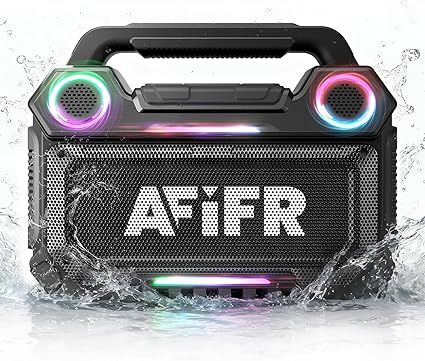 Outdoor Bluetooth Speaker, 160W Loud Bass! Rugged, IP67 Waterproof, 24H Playtime with Lights, Wireless TWS Pairing Portable Speakers for Party, Outsides, Travel, Beach, Garage (Black)