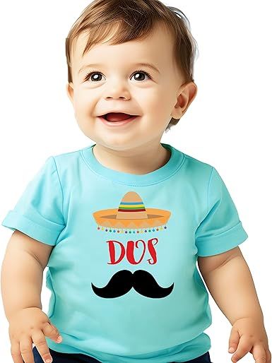 Dos Second Birthay Outfit for Toddler Boys Fiesta Shirt 2nd Bday Mustache T-Shirt