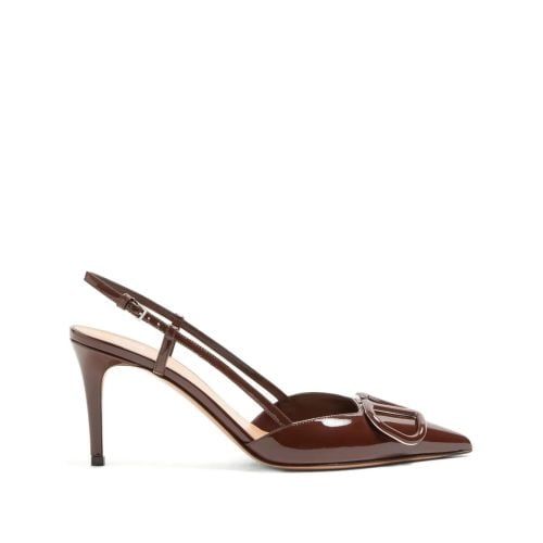 VALENTINO Valentino Garavani 80mm V-Logo Slingback Pumps - Brown