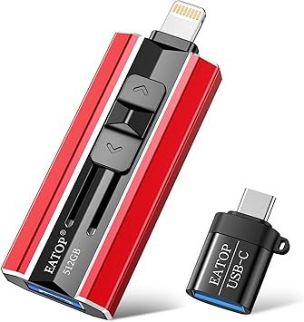 512GB Flash Drive Intended for Phone Tablet Androidphone and Computers, 4 in 1 Photo Stick for Phone Memory Storage Easily Backup Photos Videos, Plug and Play, No App Required (Red)
