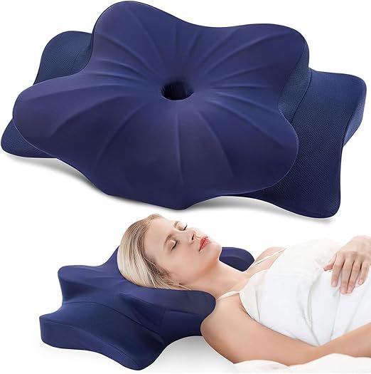 DONAMA Cervical Pillow for Neck and Shoulder,Contour Memory Foam Pillow,Ergonomic Neck Support Pillow for Side Back Stomach Sleepers with Pillowcase-Standard Size