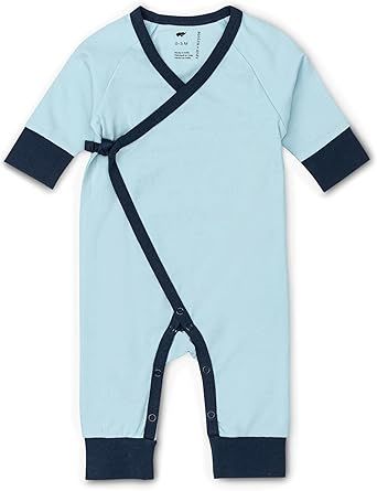 monica + andy Kimono Tie Long Sleeve One Piece, 100% Organic Baby Clothes for Girls & Boys, Preemie, Newborn & Infant